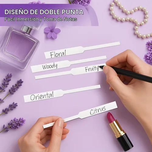 Vista 4 de 500 piezas de tiras para prueba de perfume, tiras de prueba de fragancia premium y multiusos, papel de muestra para prueba de aroma de perfume