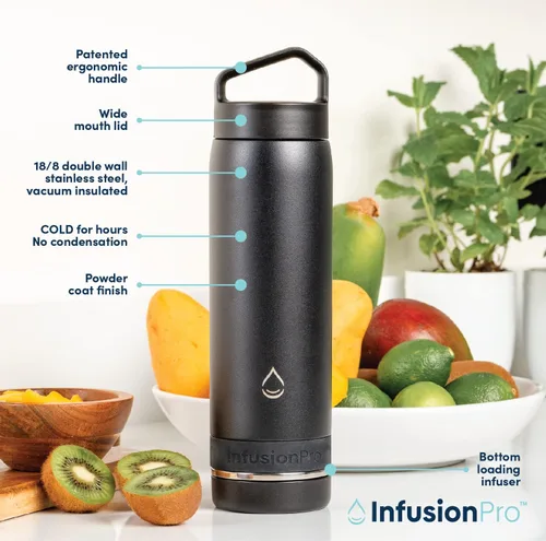 Vista 4 de Botella de agua Infusion Pro con infusor de frutas - Aislada al vacío (20 oz) de acero inoxidable : Libro electrónico de recetas de infusión