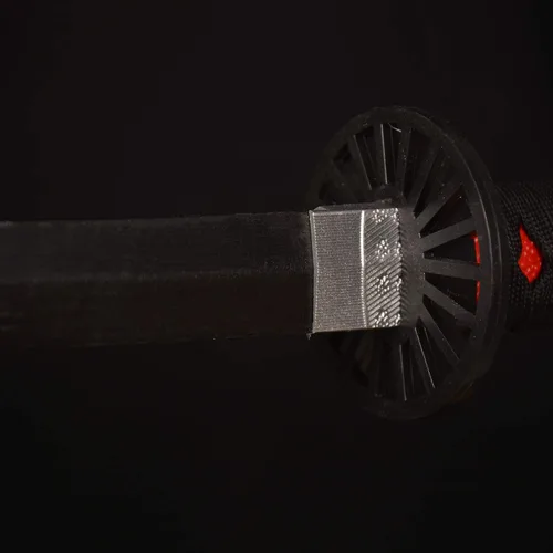Vista 3 de Espadas Katana de anime de madera para cosplay, espada Samurai Tanjirou, cuchillo de rueda solar de espada, negro de 40 pulgadas30 pulgadas