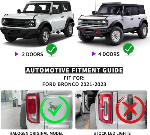 Vista 6 de Luz trasera lateral del conductor compatible con Ford Bronco 2021-2025 Modelo halógeno de estilo de fábrica OE (sin bombilla)