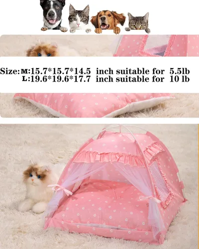 Vista 5 de Casa de la tienda de campaña de la princesa del gato, camas lindas