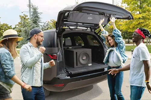 Vista 2 de Atrend Caja de subwoofer de sintonía SPL con ventilación única de 8 pulgadas – Mejora la calidad de audio, sonido y graves – Certificado de carcasa