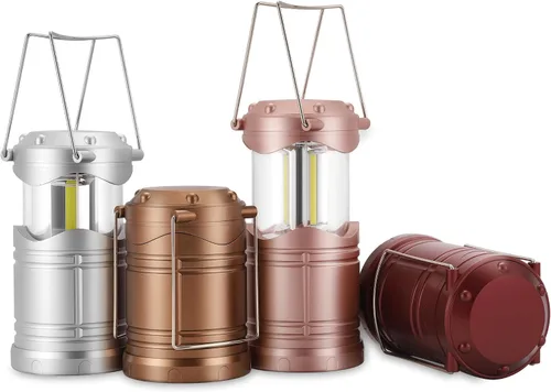 Vista 10 de Lichamp Linterna LED para campamento, paquete de 4 linternas alimentadas por batería para cortes de energía, luz colgante plegable portátil esencial