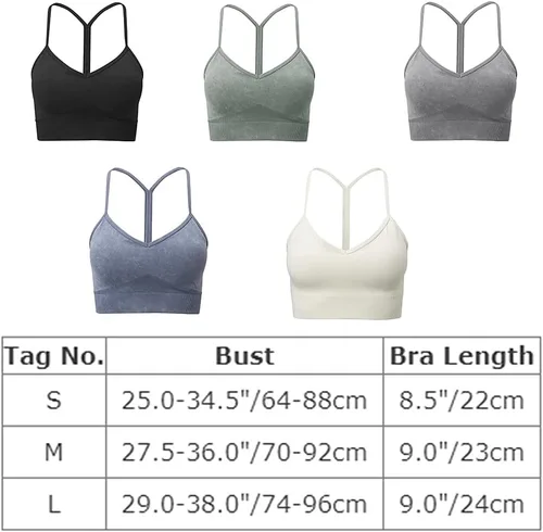 Vista 5 de ABOCIW Tirantes delgados acolchados de bajo impacto para mujer, espalda en Y, brasier deportivo para entrenamiento, fitness, yoga, correr