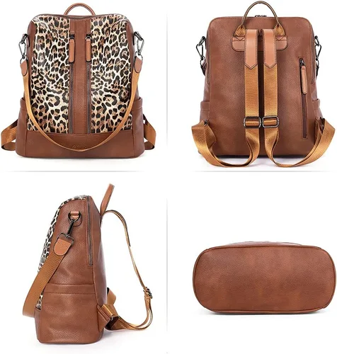 Vista 14 de CLUCI - Mochila de cuero para mujer, convertible, grande, para viajar, de diseñadora, moda, casual, bolso de hombro universitario
