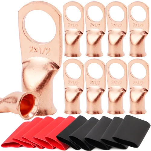 Vista 56 de TKDMR - Kit de 264 piezas de extremos de cable de batería, 132 piezas de terminales de anillo de lengüetas de cable de cobre resistentes AWG 8 6 4 2