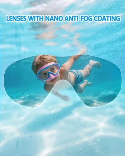 Vista 5 de Gafas de natación para niños de 3 a 15 años con tapones para los oídos, marco grande, gafas de natación antivaho/UV para niños, niñas y bebés, 2
