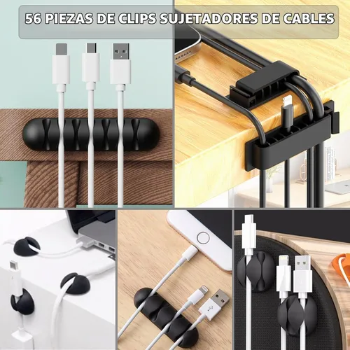 Vista 2 de ELII 302PCS Kit de gestión de cables 4 fundas para cables, 45 clips para cables