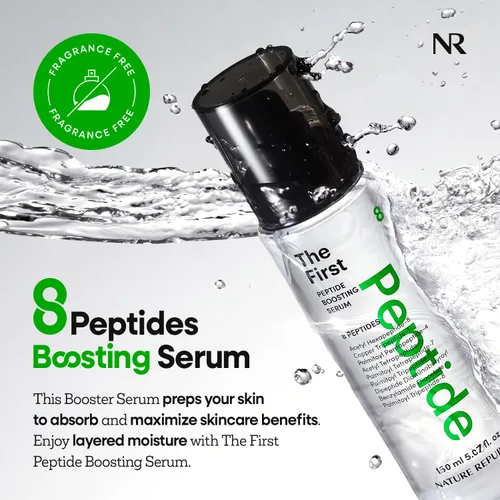 Vista 2 de Nature Republic The First Peptide Boosting Serum - Niacinamida, adenosina, suero facial hidratante y reafirmante, para líneas finas y poros, cuidado