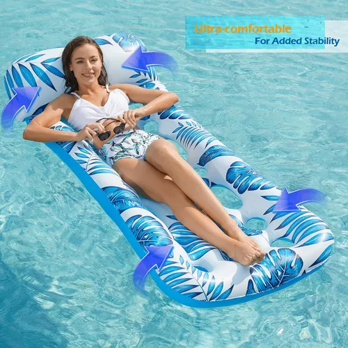 Vista 5 de Jasonwell Flotador inflable para piscina, flotadores, balsas para adultos, tumbona flotante, bronceador solar, flotadores de agua fría, natación