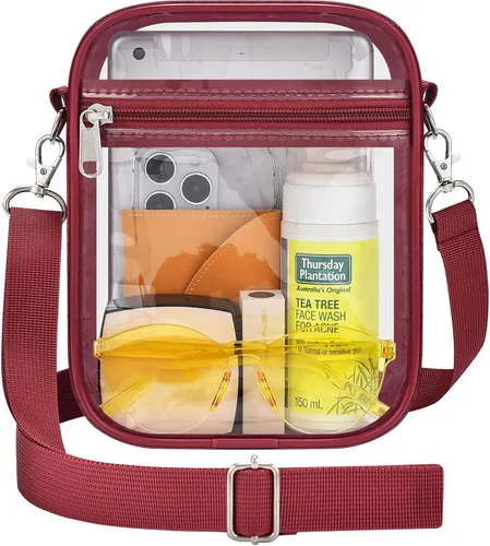Vista 12 de Bolso transparente Slumou para eventos en estadios - Bolso pequeño, mini bolsos de mensajero para fanáticos de deportes para conciertos, trabajo