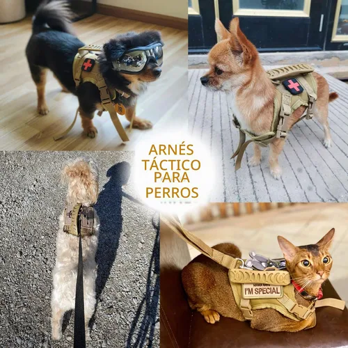 Vista 4 de Arnés táctico para perro, chaleco táctico para cachorros, con mango de goma, K9, ajustable y militar, chaleco para mascotas, arnés para Negro