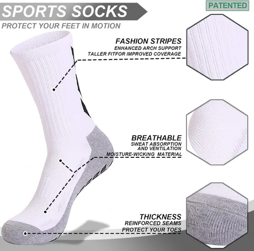 Vista 3 de MENDENG Calcetines antideslizantes de fútbol para hombre, calcetines de hospital antideslizantes para entrenamiento, calcetines atléticos