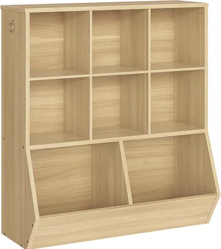 Vista 11 de HOOBRO Estantería para niños, gabinete de almacenamiento para juguetes, organizador de juguetes para niños, 8 cubículos, cabecera de estantería