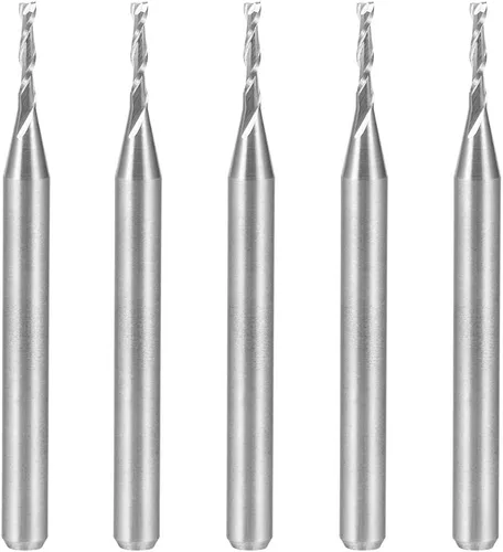 Vista 5 de uxcell 5 unids 1/8 "vástago 0.059 in x 0.236 in carburo End Mill CNC Router Bits 2 Flauta Fresa Bit para acrílico PVC MDF Madera