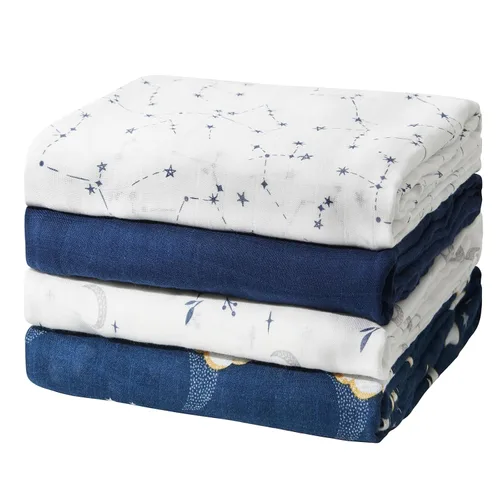 Vista 14 de Momcozy Mantas de muselina para bebé, suaves y sedosas de 47 x 47 pulgadas, mantas transpirables para envolver al recién nacido, para niños y niñas