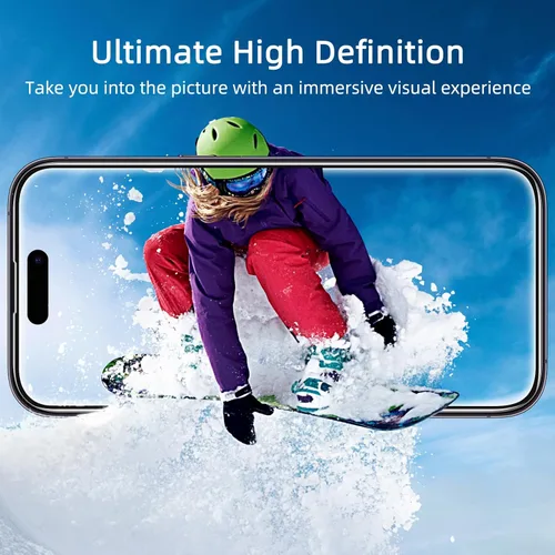 Vista 9 de Protector de pantalla de privacidad Ruwa para iPhone 14 Pro Max [Pack de 3] [17 cm] Película de vidrio templado para pantalla con marco