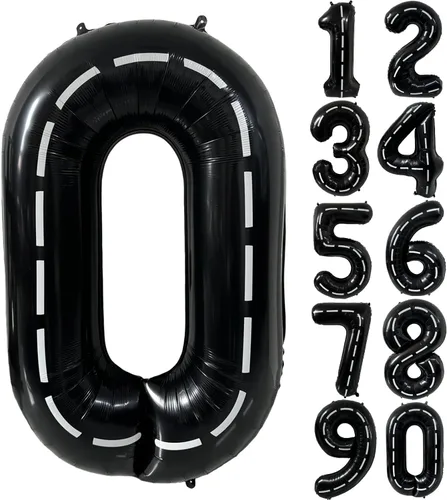 Vista 195 de Globos gigantes de helio de aluminio de 40 pulgadas, color negro, globos digitales grandes del número 0 para decoración de fiesta de cumpleaños