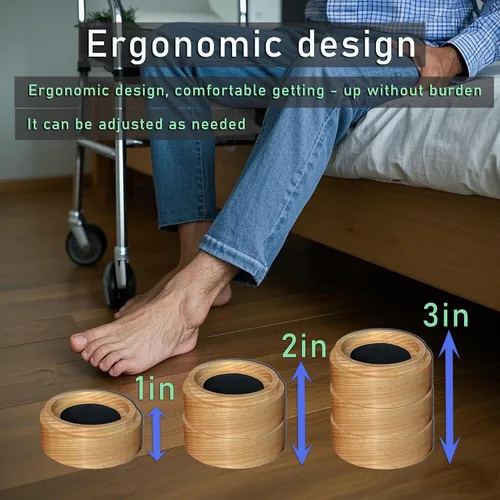 Vista 3 de Elevadores de cama resistentes de 1 pulgada, elevadores de cama, elevadores de muebles, ideal para almacenamiento debajo de la cama, mesa