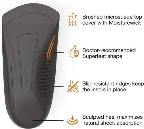 Vista 4 de Superfeet Plantillas casuales Easyfit para hombre, plantillas cómodas para zapatos para hombre, plantillas ortopédicas antifatiga para zapatos