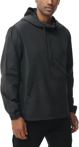 Vista 3 de XYKJFIT Chaqueta impermeable ligera para hombre, con cremallera de un cuarto, con bolsillo