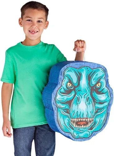Vista 3 de Fun Express Piñata de dinosaurio T-Rex - Azul