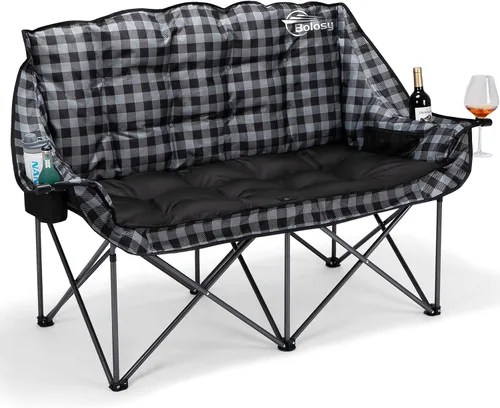 Vista 10 de Bolosy Silla de Camping para 2 Personas Silla de Camping Loveseat Silla de Camping Doble Plegable Extra Grande Silla de Camping Resistente Silla