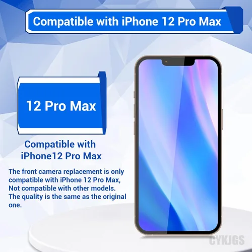 Vista 3 de Para iPhone 12 Pro Max Reemplazo de cámara frontal OEM 12MP nueva cara frontal parte de la cámara frontal Módulo de lente transmisor receptor de luz