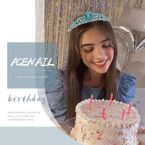 Vista 4 de Acenail Corona de cumpleaños para niña, banda de cumpleaños, tiara de cumpleaños para niñas, coronas de cumpleaños con diamantes de imitación