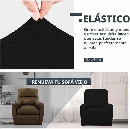 Vista 3 de Easy-Going Funda de sofá reclinable de jacquard elástico, suave de 4 piezas, con lazo elástico, protector de muebles lavable para niños, mascotas