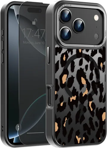 Vista 147 de Goodon para iPhone 15 Pro Max con protector de pantalla de privacidad, compatible con Magsafe, funda translúcida mate a prueba de golpes - Linda