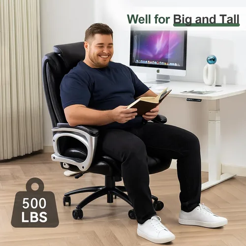 Vista 3 de Vogue Furniture Direct Silla de Oficina Grande y Alta 500 libras, Silla de Escritorio de Cuero PU de Respaldo Alto para Trabajo Pesado, Silla
