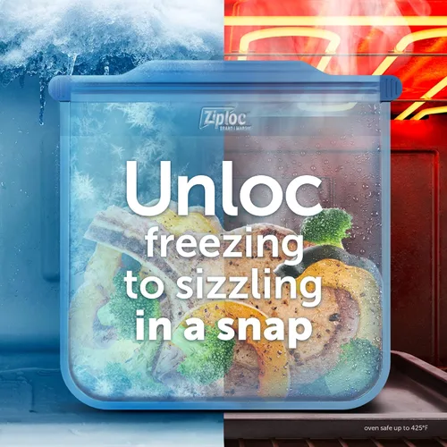 Vista 2 de Ziploc Endurables - Bolsa grande y recipiente mediano, bolsas de silicona reutilizables y recipientes de almacenamiento de alimentos