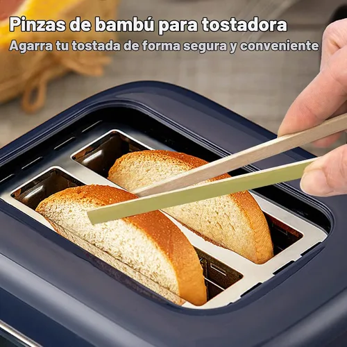 Vista 6 de Mini pinzas de bambú desechables, 100 unidades, pinzas de madera de 6.2 pulgadas de largo para embutidos, utensilios de cocina grandes