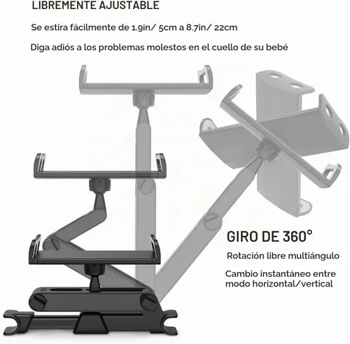 Vista 3 de Timewall Soporte universal para reposacabezas de automóvil, asiento trasero, soporte universal para teléfono celular, ángulo giratorio de 360°