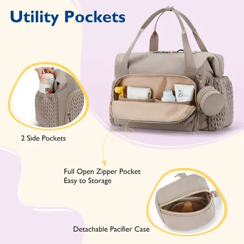 Vista 4 de mommore - Bolso para pañales, bolsos de gran capacidad para viajes, bolso para hospital para parto, bolso para bebé con estuche para chupete