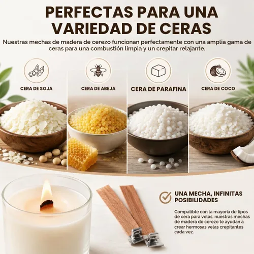 Vista 6 de Mechas para Velas Mechas de Madera de 5 Pulgadas para Velas 100 PCS Mechas de Madera para Fabricación de Velas Mechas de Madera para Fabricación