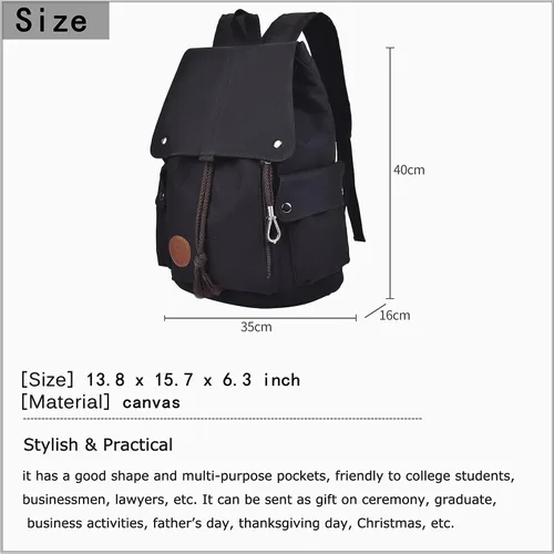 Vista 6 de FSDWG mochila de moda popular casual rack de gran capacidad L Negro