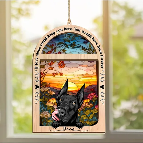 Vista 287 de LOVELYPOD Adorno de Navidad personalizado de sabueso afgano, atrapasoles con nombre, regalos de pérdida de mascotas, regalos para amantes