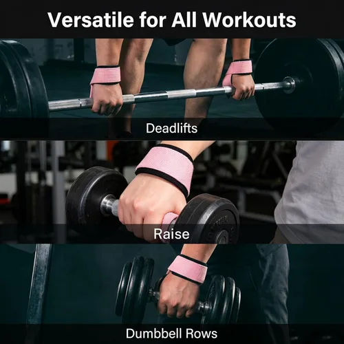 Vista 7 de Lifting Straps for Weightlifting, 23.5" Polyester Cotton Gym Grips with Sponge Padded Wrist Support, Heavy Duty Straps for Deadlifts Powerlifting