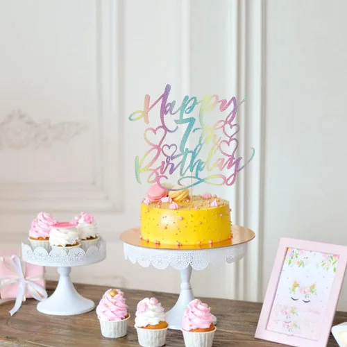 Vista 5 de Decoración de pastel de cumpleaños número 7 para niños y niñas, decoración de pastel de fiesta infantil