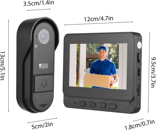 Vista 8 de Timbre inalámbrico con pantalla IPS de 4.3 pulgadas con cámara al aire libre IP65 impermeable 1080P timbre inalámbrico intercomunicador visión