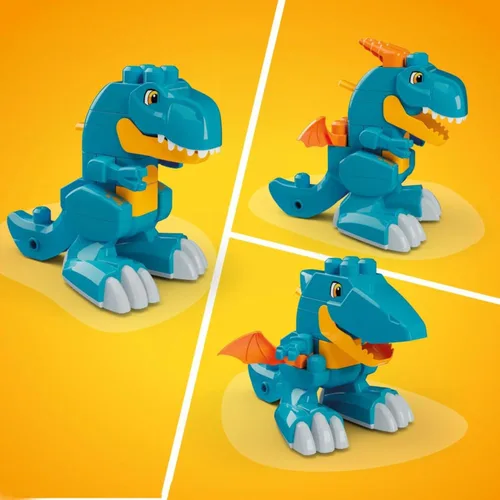 Vista 3 de MEGA BLOKS Fisher-Price - Juguete de bloque de dinosaurio T-Rex 3 en 1