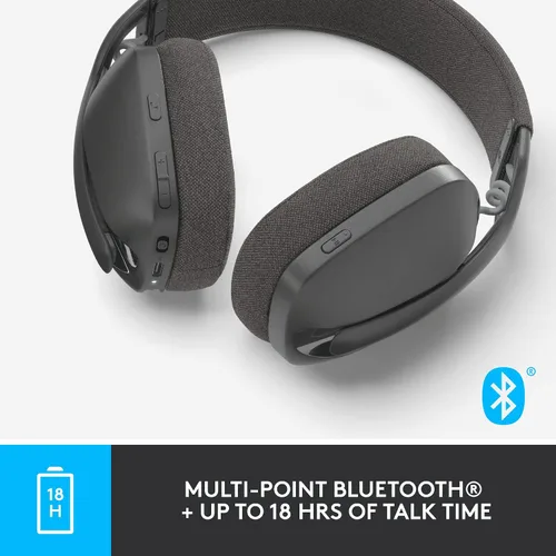 Vista 6 de Auriculares Logitech Zone Vibe 100 inalámbricos ligeros sobre la oreja con cancelación de ruido y micrófono, auriculares avanzados Bluetooth