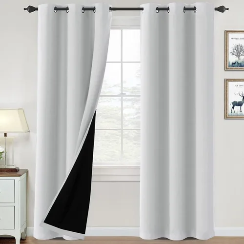 Vista 50 de H.VERSAILTEX Cortinas 100% de opacidad para dormitorio, con aislamiento térmico, cortinas opacas de 63 pulgadas de largo, cortinas de bloqueo