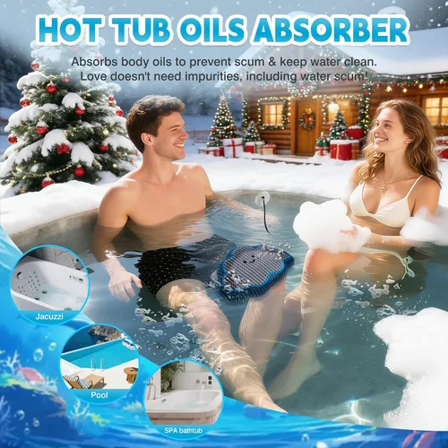 Vista 3 de Cloud - Absorbedor de espuma para bañera de hidromasaje, esponja flotante reutilizable y removedor de aceite con correa opcional, bonita esponja