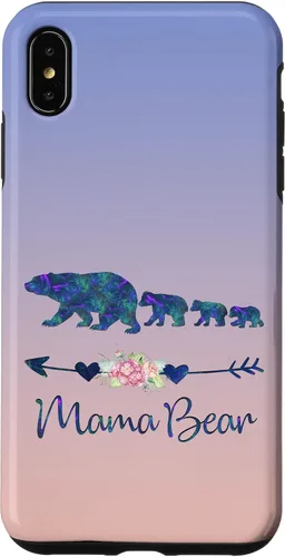 Vista 11 de Teal Blue Purple Floral Mama Bear Three Cubs Blue Pink Case for iPhone 17
