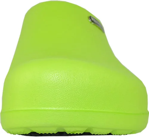 Vista 7 de VANGELO Zuecos profesionales antideslizantes para mujer, zapatos de trabajo, zapatos de enfermera, zapatos de chef, negro, blanco, lima, multicolor