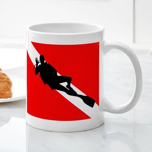 Vista 5 de CafePress Scuba Flag Diver Taza de café de cerámica de 11 oz (11.0 fl oz)