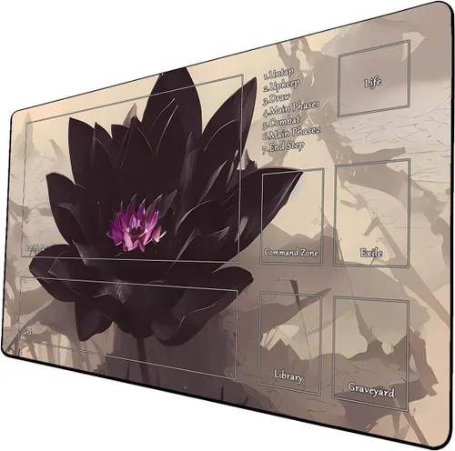 Vista 7 de Fantasy Black Lotus TCG - Tapete de juego de 24 x 14 pulgadas, tapete de juego para MTG DTCG CCG RPG Trading Card Game Mats superficie lisa juego